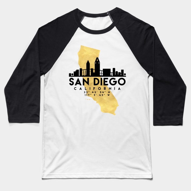 San Diego California Skyline Map Art Baseball T-Shirt by deificusArt